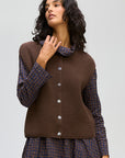 Ribbed Button Up Vest