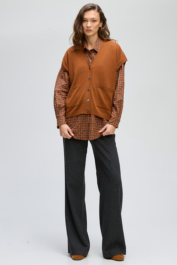 Button Vest Nutmeg