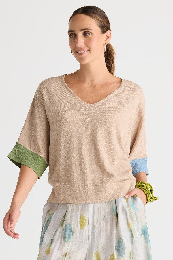 Contrast Cuff Top Natural