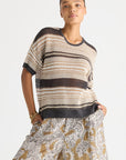 Stripe Lace Top Graphite