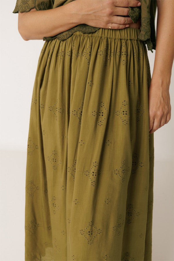 Embroidered Midi Skirt