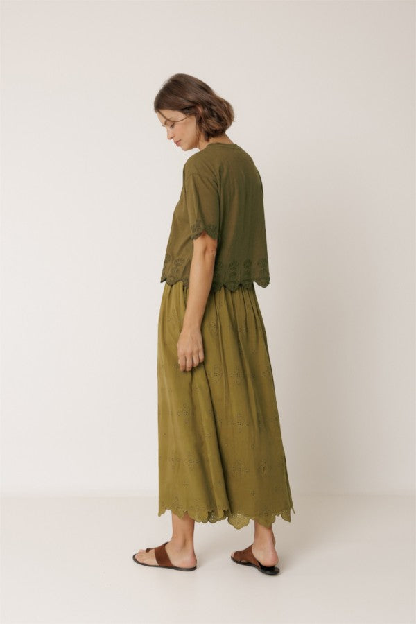Embroidered Midi Skirt