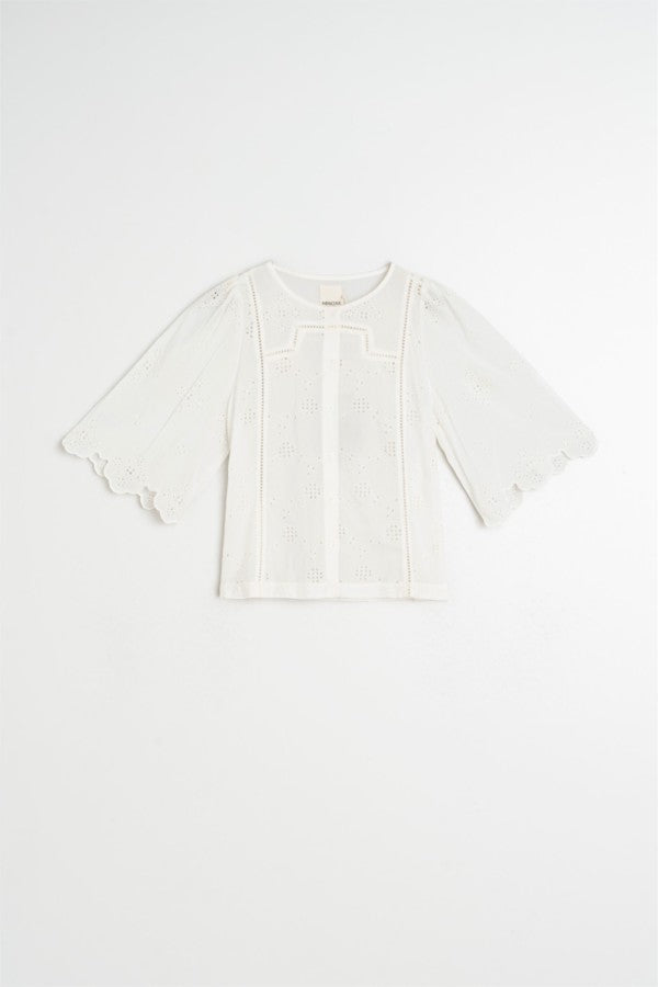 Boxy Shirt with Schiffli Embroidery