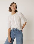 Boxy Shirt with Schiffli Embroidery