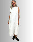 Pleat Detail Dress White