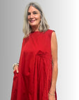 Pleat Detail Dress Red