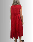 Pleat Detail Dress Red