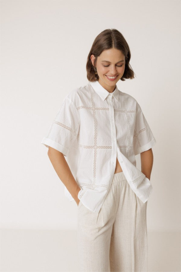 Lace Poplin Shirt