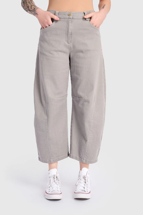 Cotton Barrel Pant Grey