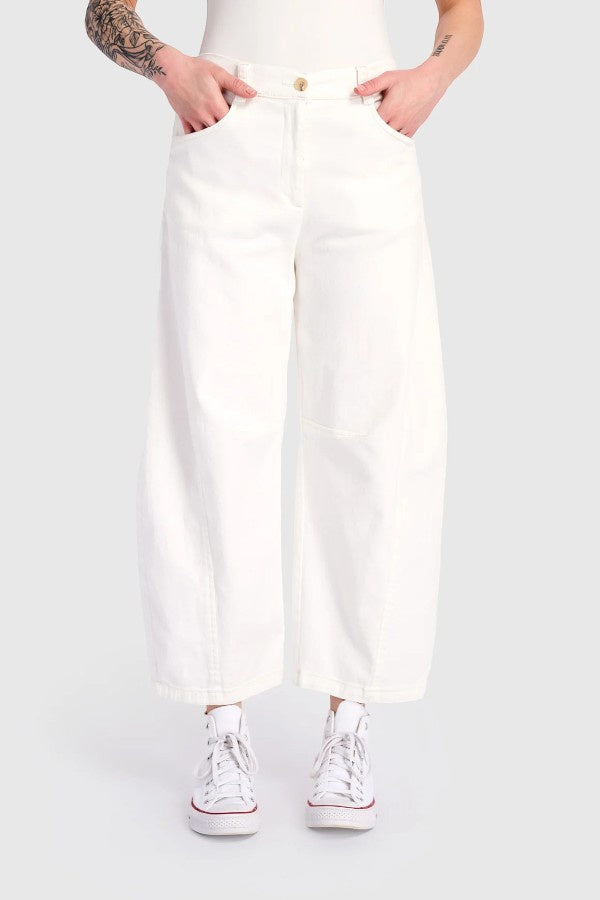 Cotton Barrel Pant White