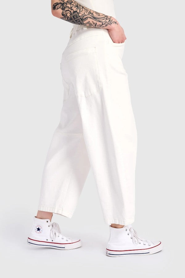 Cotton Barrel Pant White