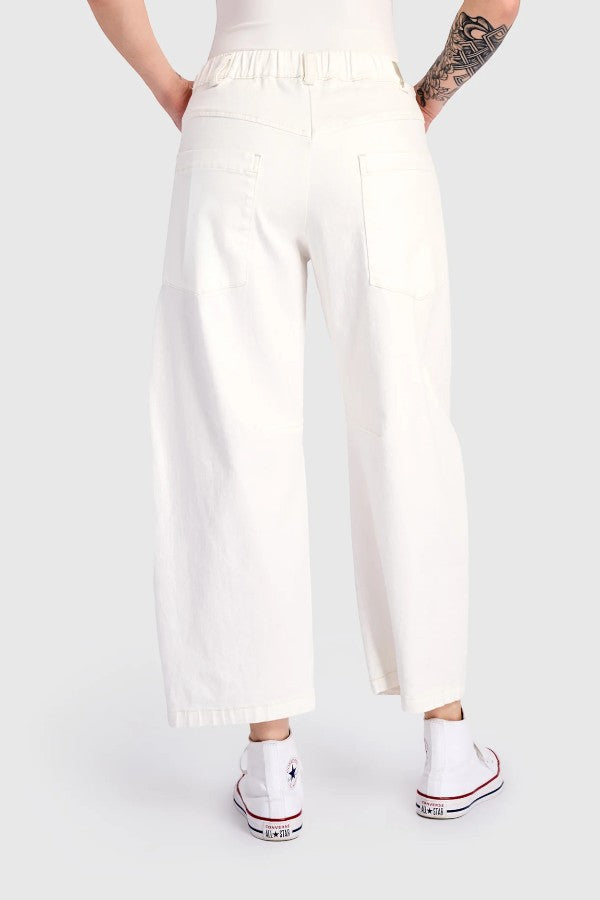 Cotton Barrel Pant White