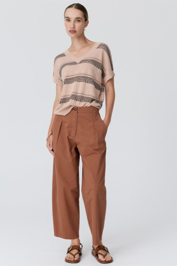 Liana V-Neck Pointelle Knit Pink/Black