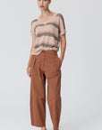 Liana V-Neck Pointelle Knit Pink/Black