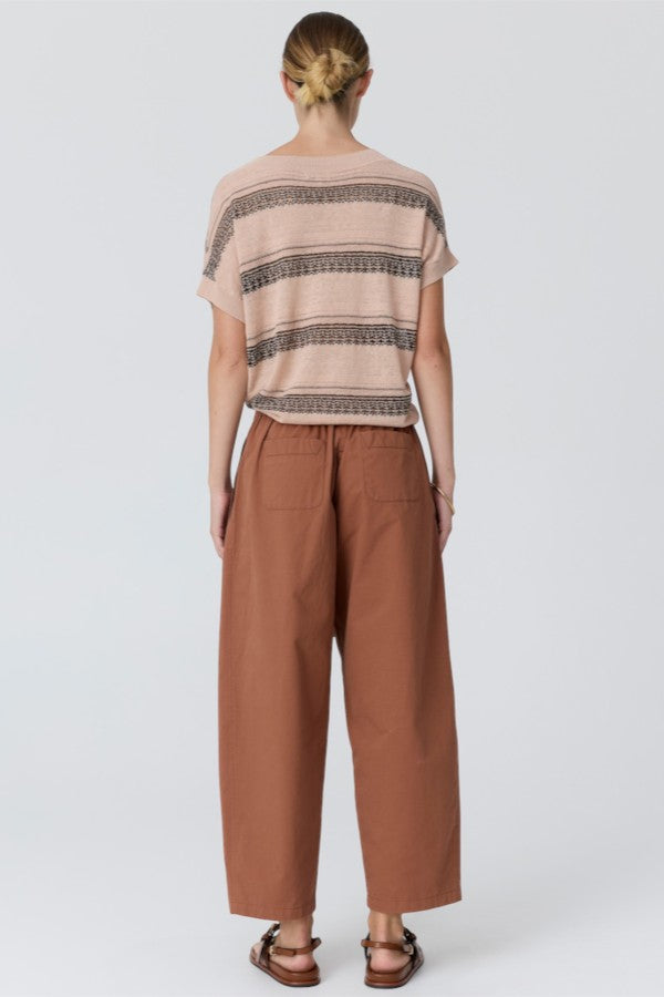 Liana V-Neck Pointelle Knit Pink/Black