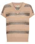 Liana V-Neck Pointelle Knit Pink/Black