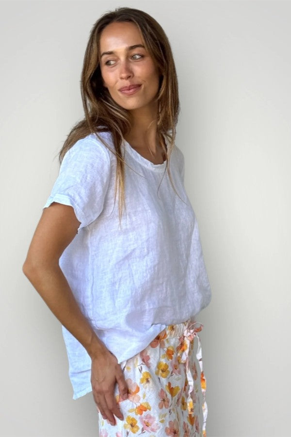 Ellie Round Neck Top White