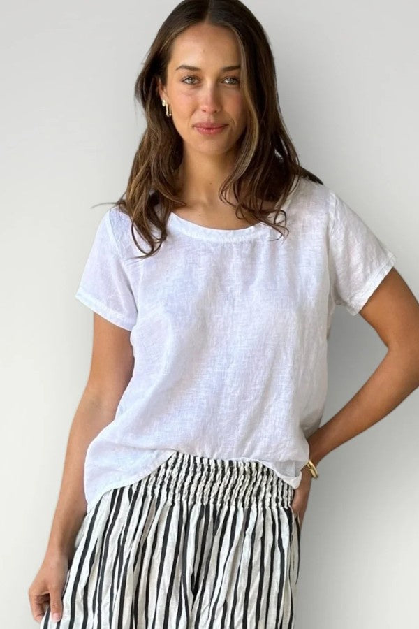 Ellie Round Neck Top White