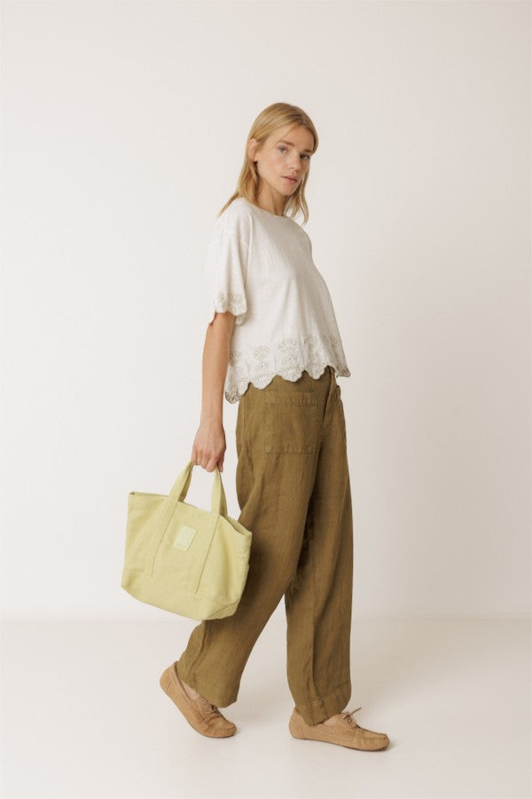 Boxy Embroidered Tee Ecru