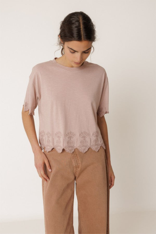 Boxy Embroidered Tee Dew
