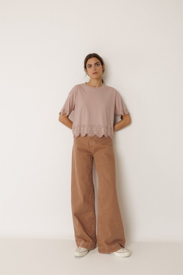Boxy Embroidered Tee Dew
