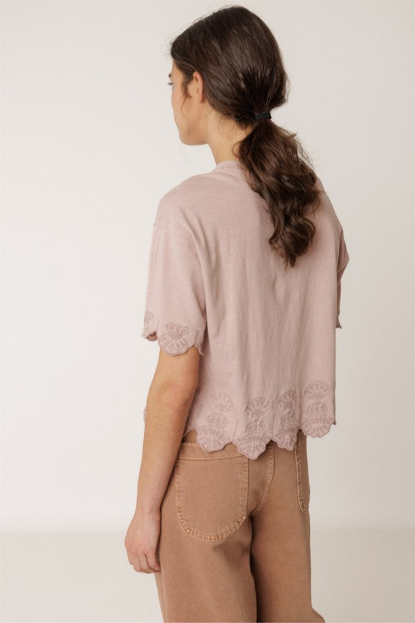 Boxy Embroidered Tee Dew