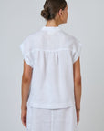 Cap Sleeve Button Top White