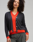 Essential V Neck Cardi Charcoal