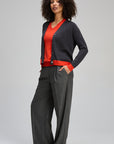 Essential V Neck Cardi Charcoal